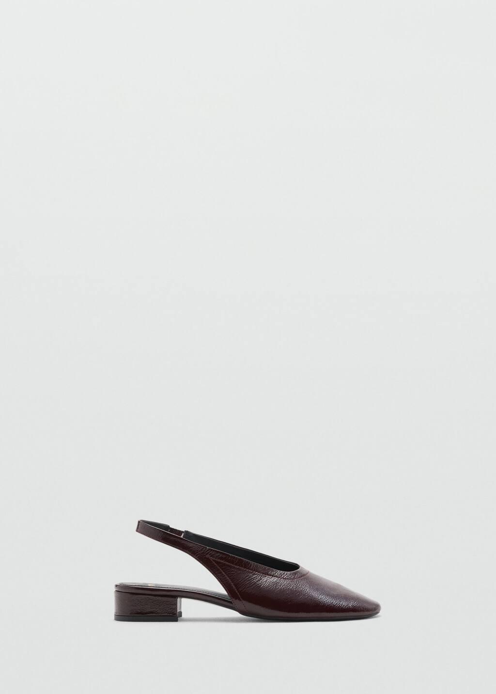 Burgundy Block Heel Leather Shoes, 0201_78, large image number 3
