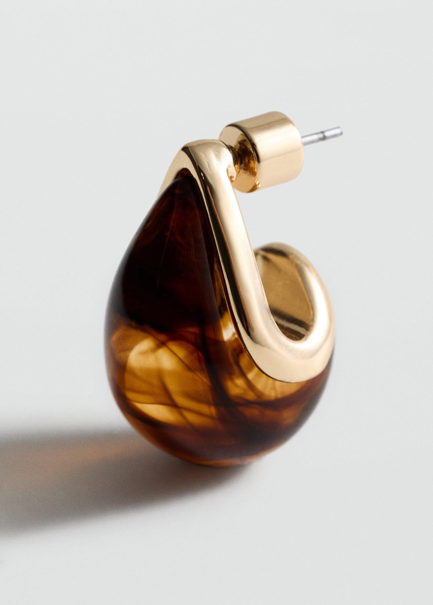 Gold Resin Drop Earrings, 0201_OR, large image number 3