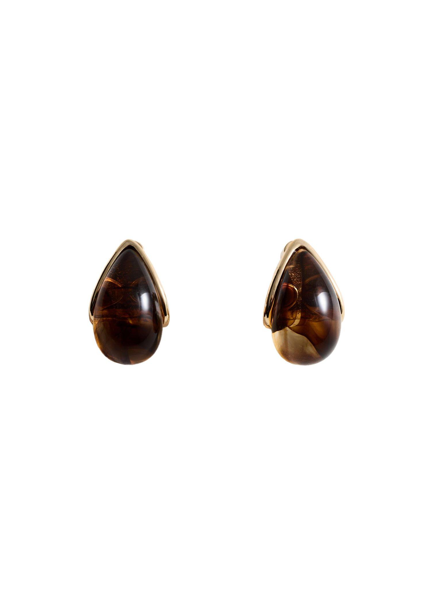 Gold Resin Drop Earrings, 0201_OR, large image number 5