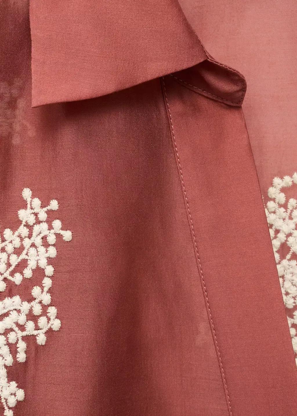 Red Embroidered Lyocell Shirt, , large image number 4
