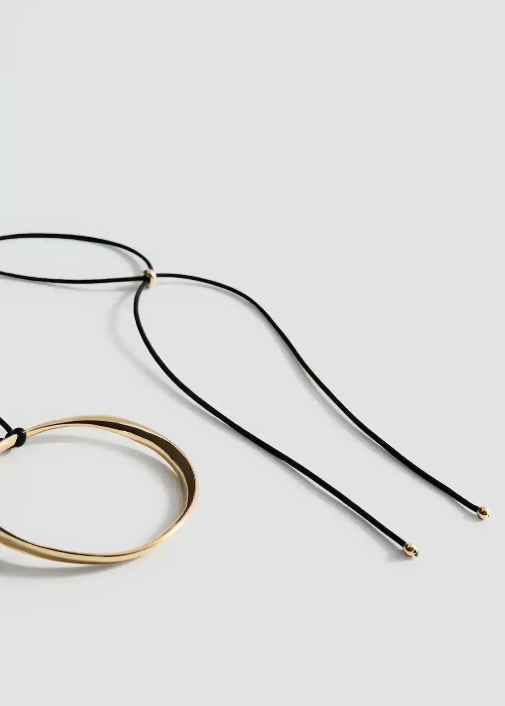 GOLD Hoop pendant necklace, Gold, large image number 0
