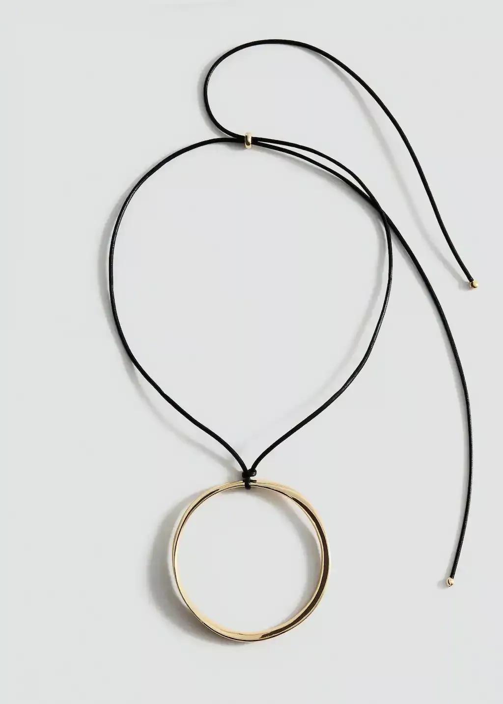 GOLD Hoop pendant necklace, Gold, large image number 1