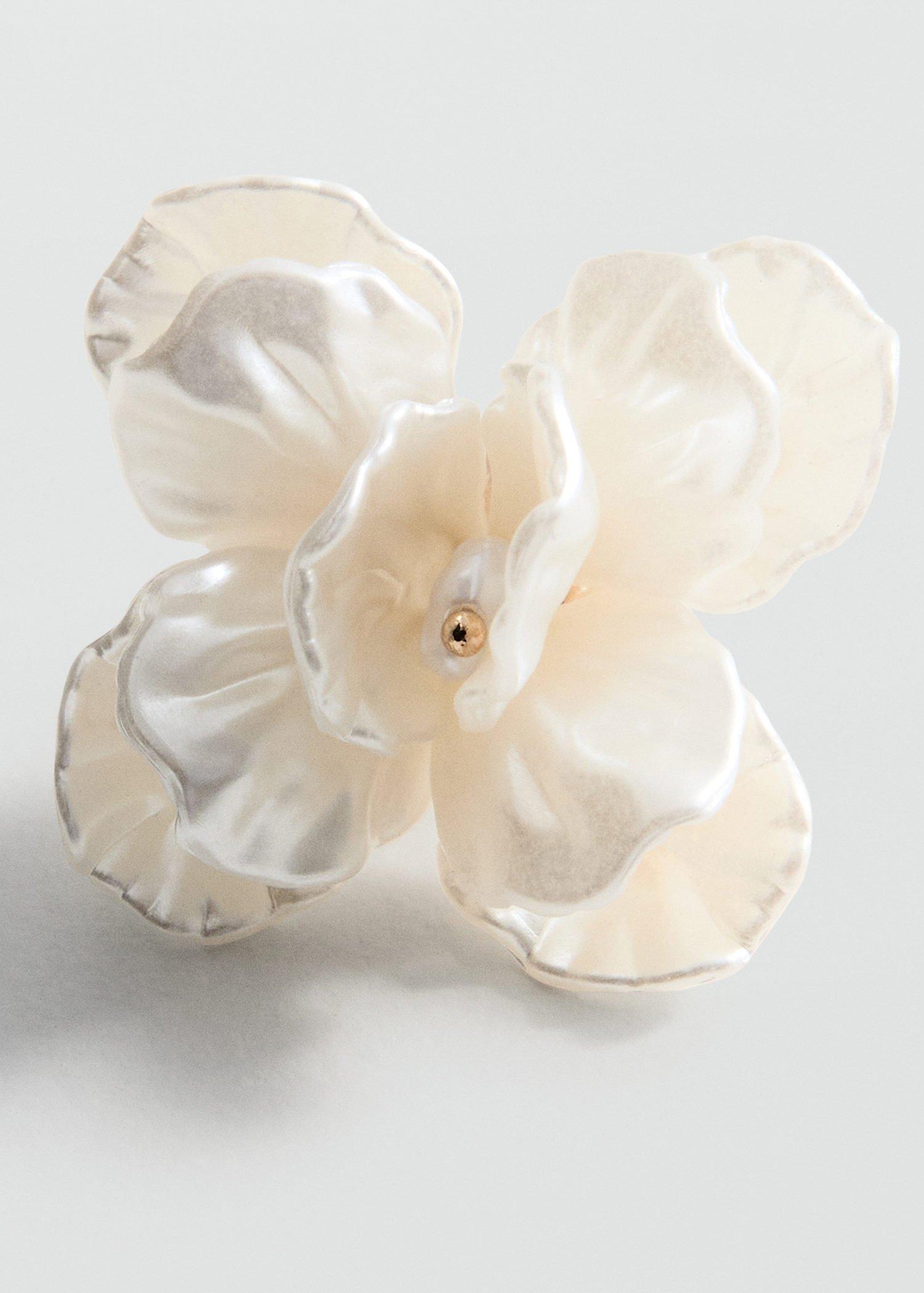 White Floral Earrings, White, large image number 2