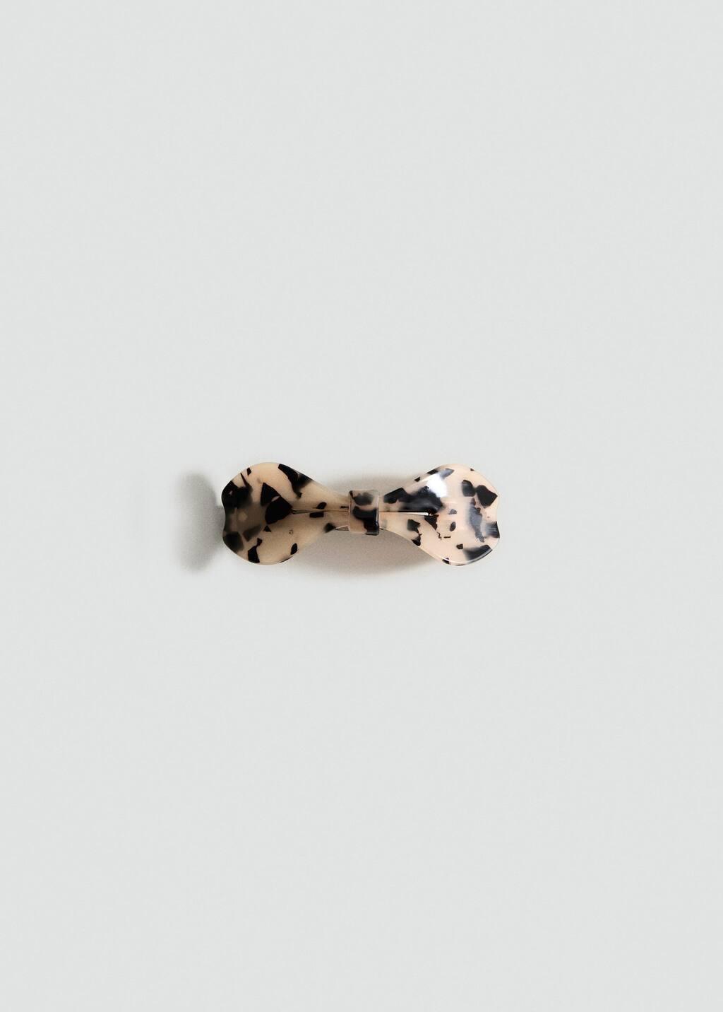Ecru Tortoiseshell Bow Hair Clip, 0201_05, large image number 1