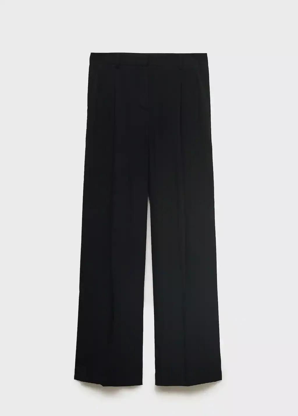Black Wide Leg Pleated Pants, 0201_99, large image number 3
