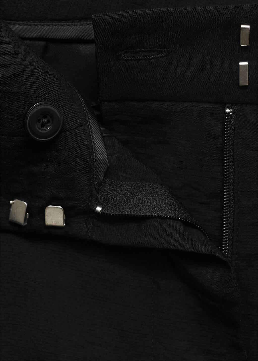 Black Wide Leg Pleated Pants, 0201_99, large image number 4