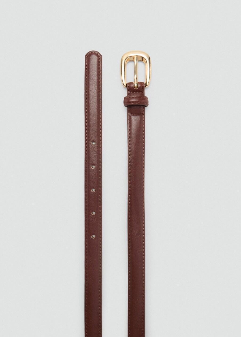 Brown Thin Belt With Metal Buckle, , large image number 0