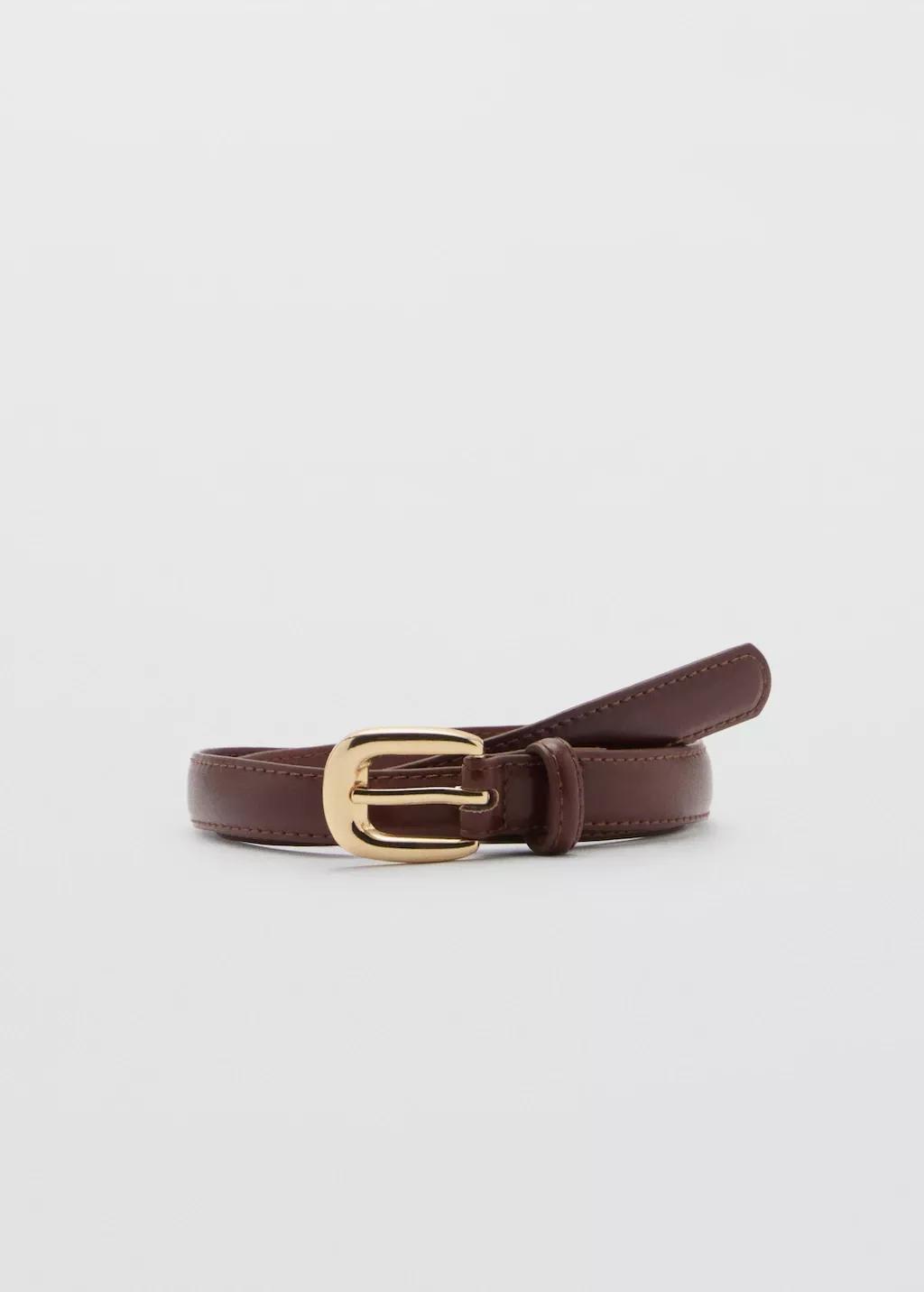 Brown Thin Belt With Metal Buckle, , large image number 3