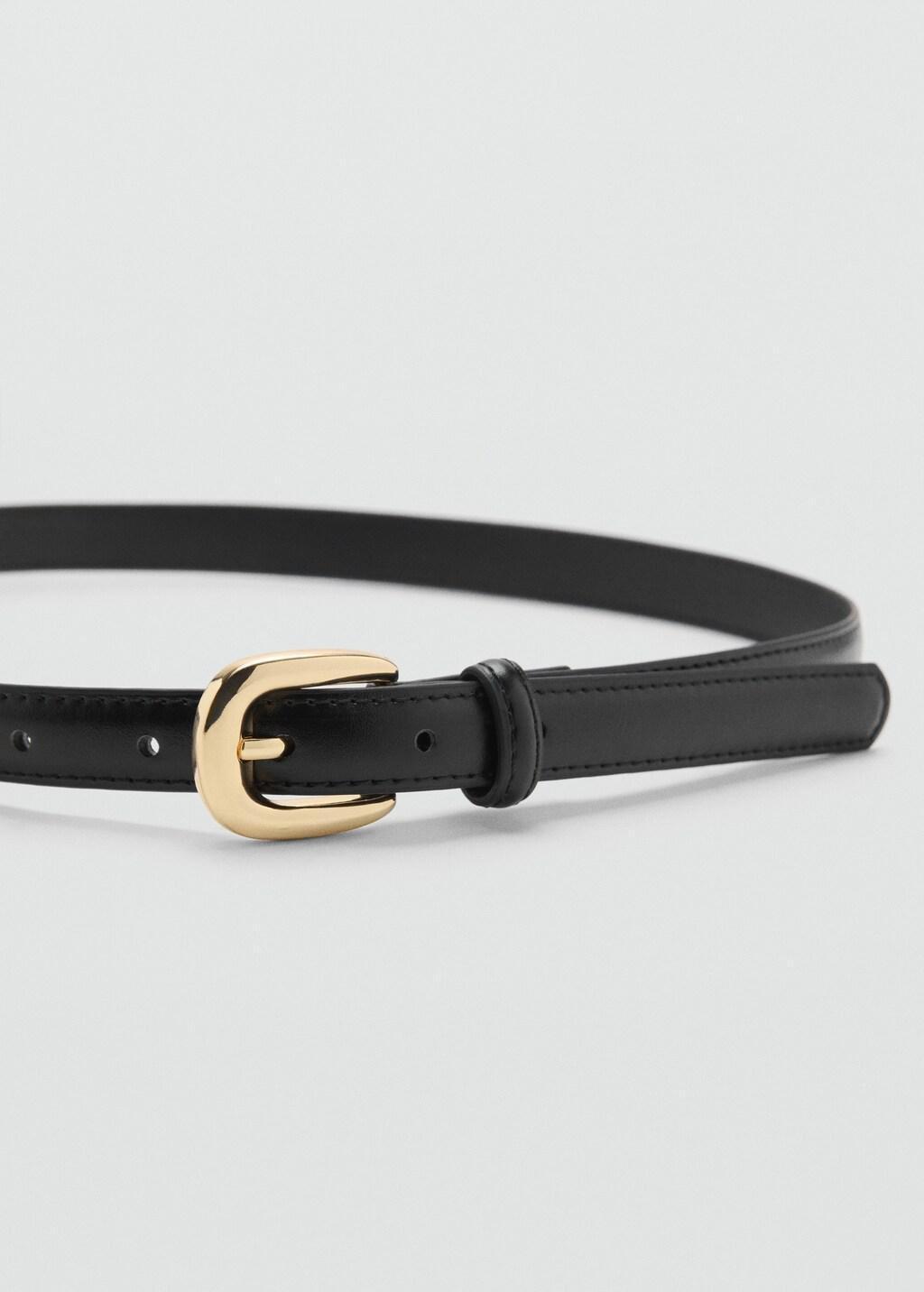 Black Thin Belt With Metal Buckle, 0201_99, large image number 5