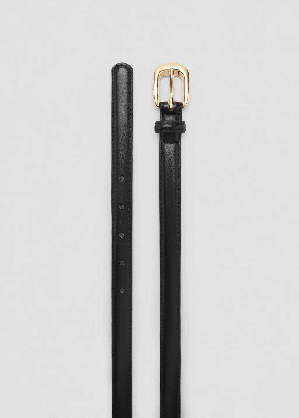 Black Thin Belt With Metal Buckle, 0201_99, large image number 6