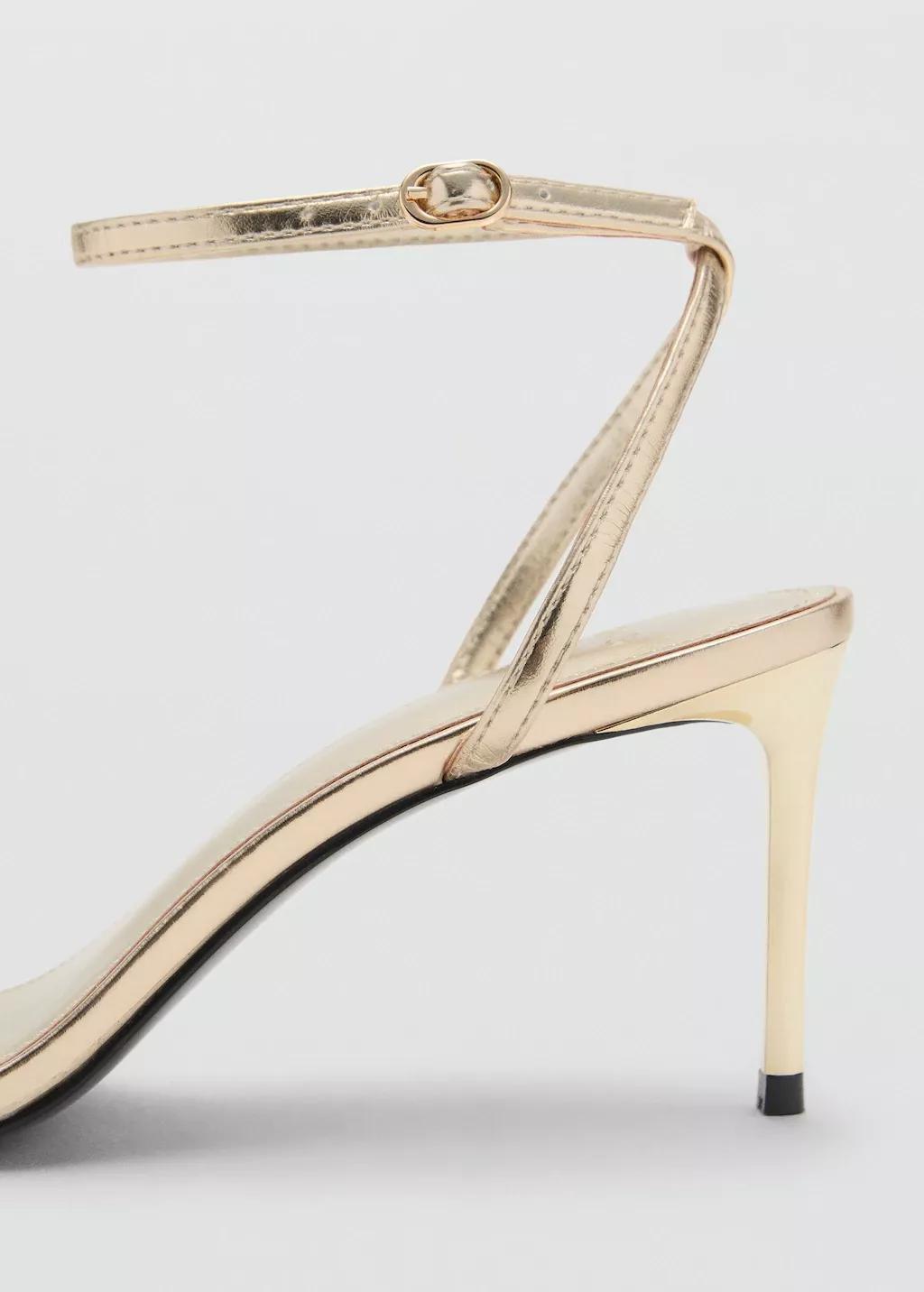 Gold Stiletto Heel Sandal With Straps, Gold, large image number 3