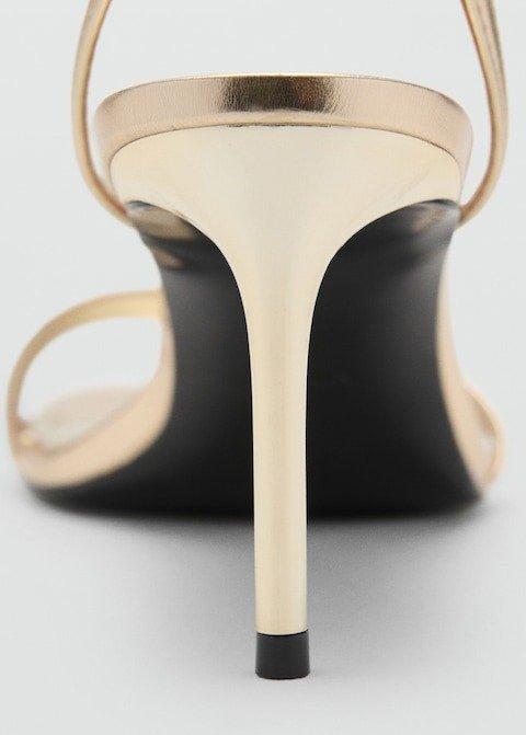 Gold Stiletto Heel Sandal With Straps, Gold, large image number 4