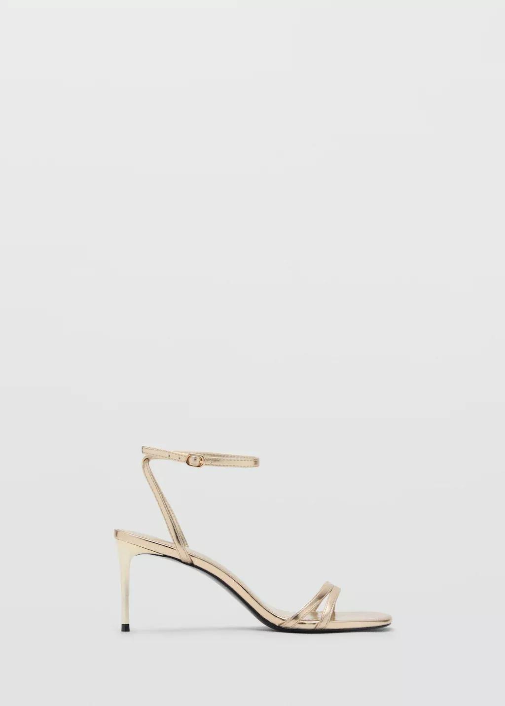 Gold Stiletto Heel Sandal With Straps, Gold, large image number 9