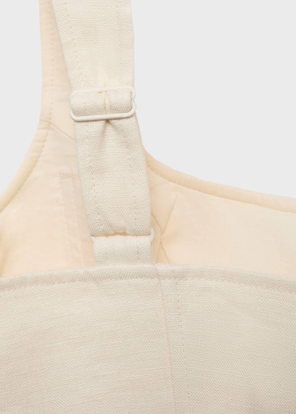 Beige Short Linen Dress, Light Beige, large image number 3