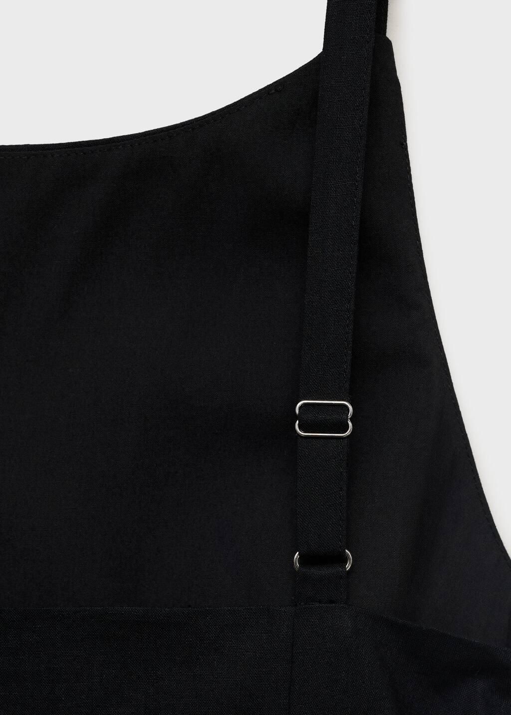 Black Short Draped Linen Dress, Black, large image number 4