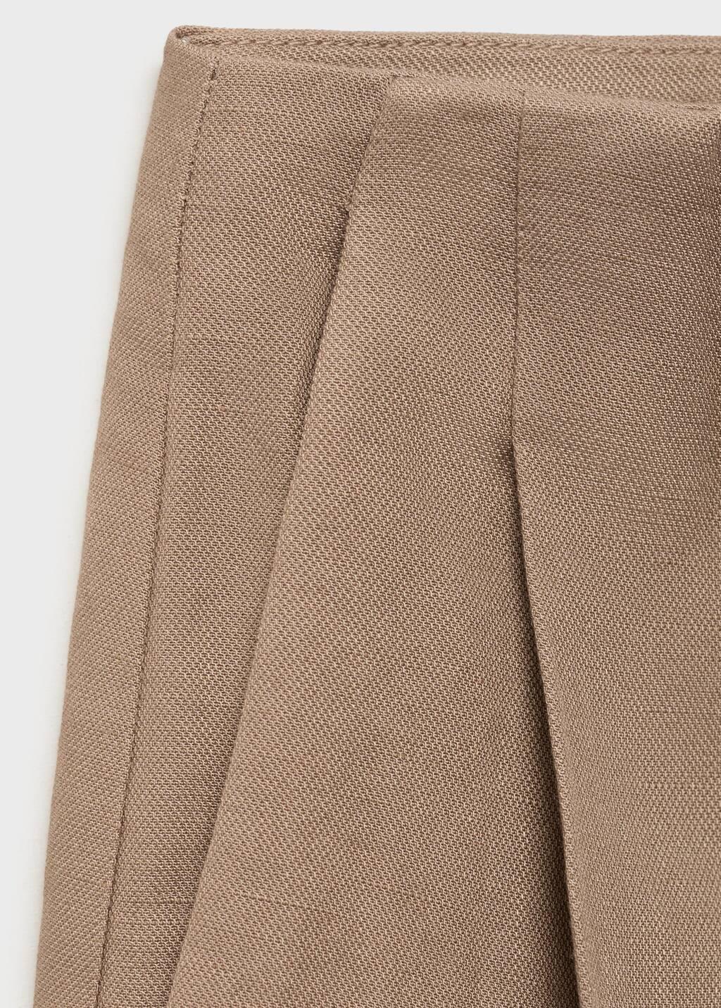 Brown Linen Bermuda Shorts, Brown, medium