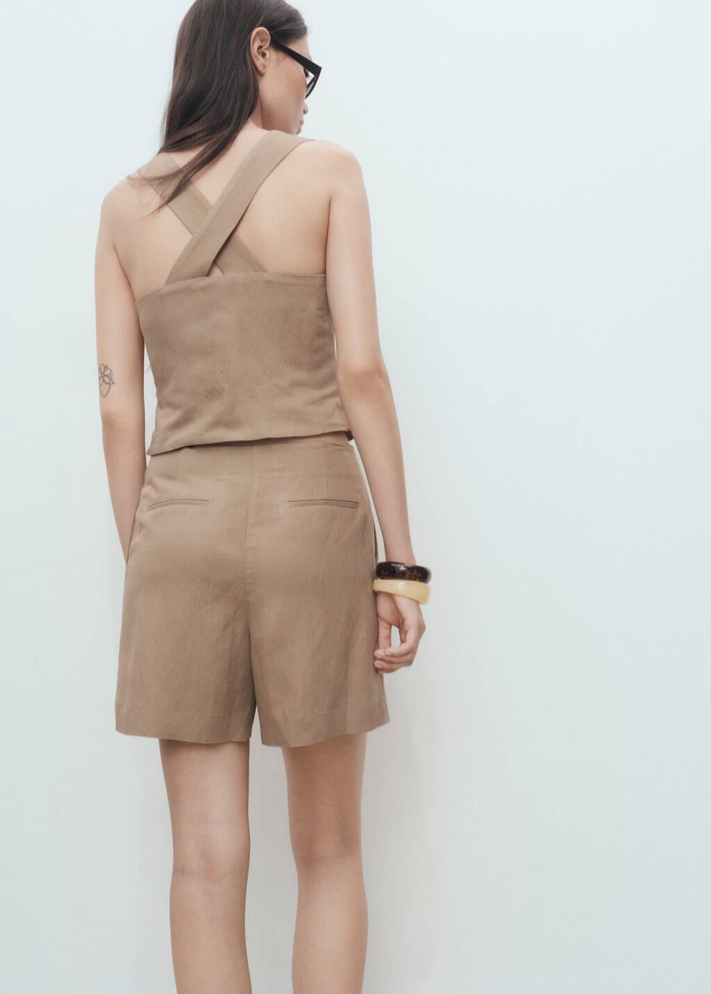 Brown Linen Bermuda Shorts, , large image number 4