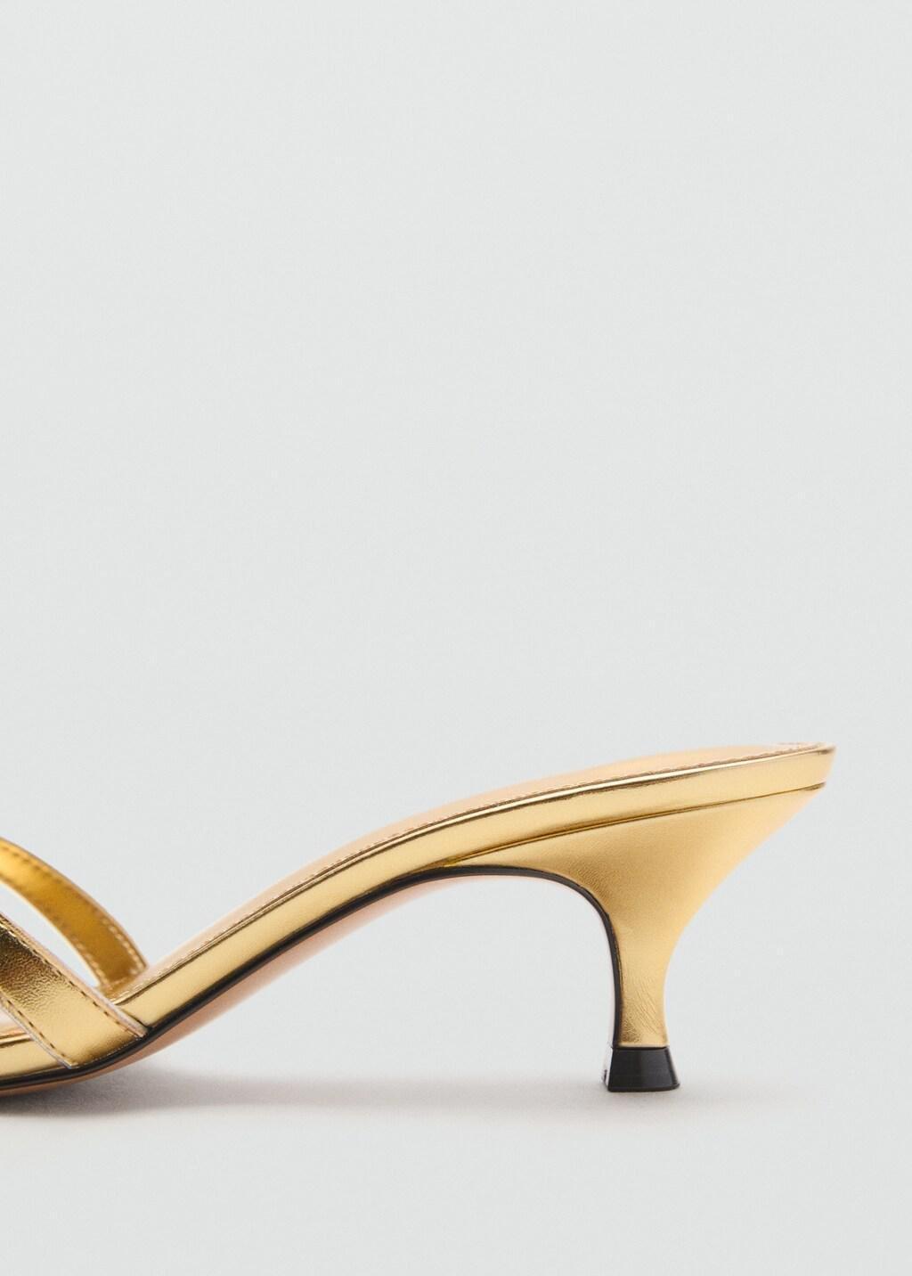 Gold Kitten Heel Sandals With Straps, , large image number 6