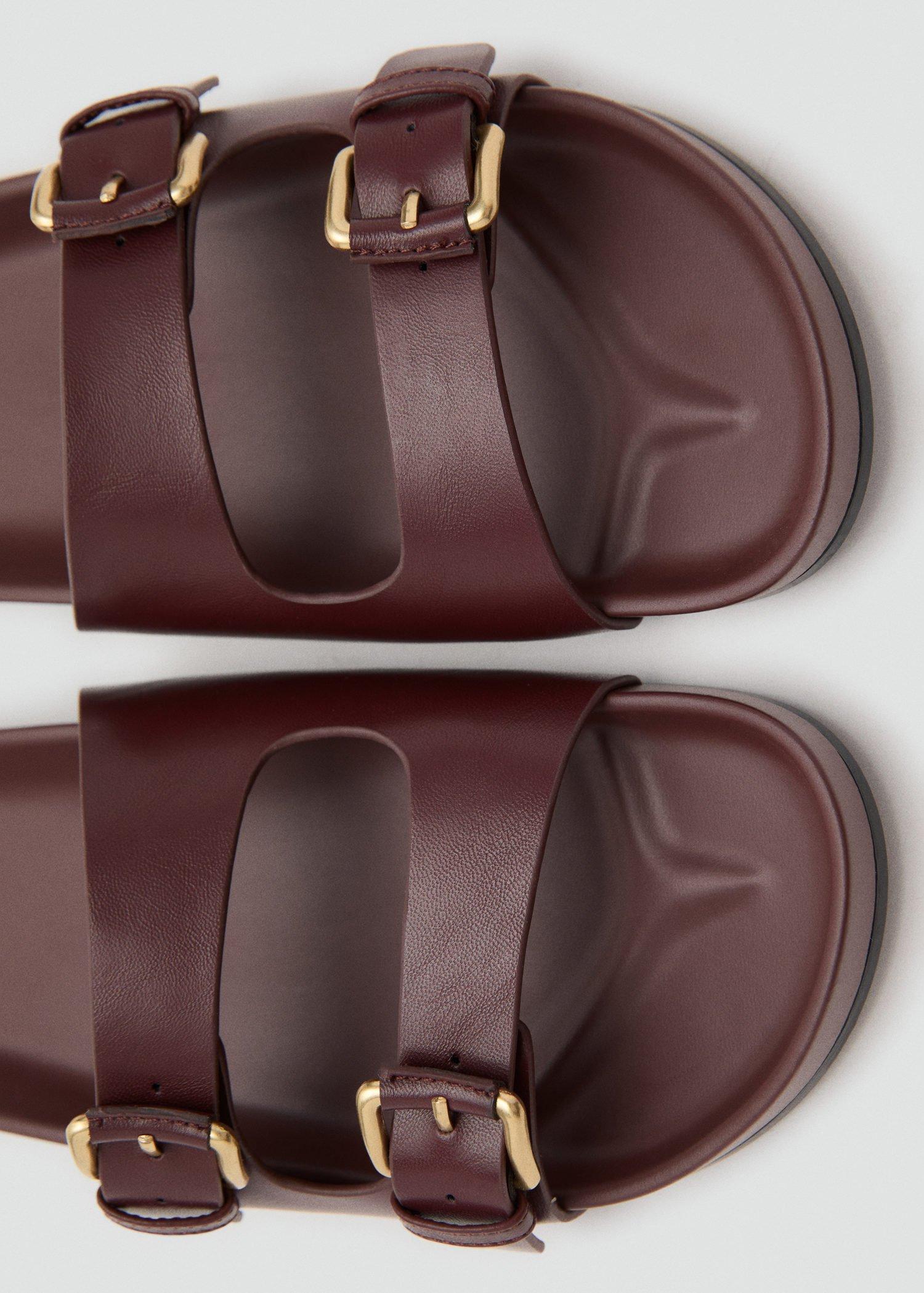 Red Buckle Flat Sandals, , large image number 0