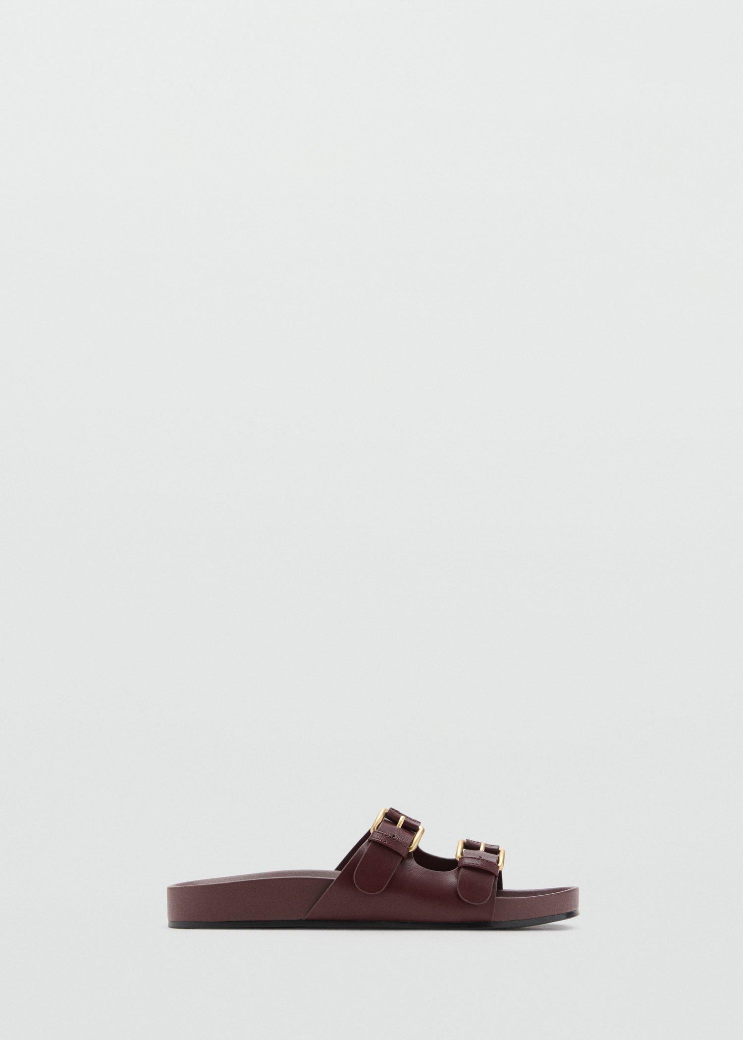 Red Buckle Flat Sandals, , large image number 3