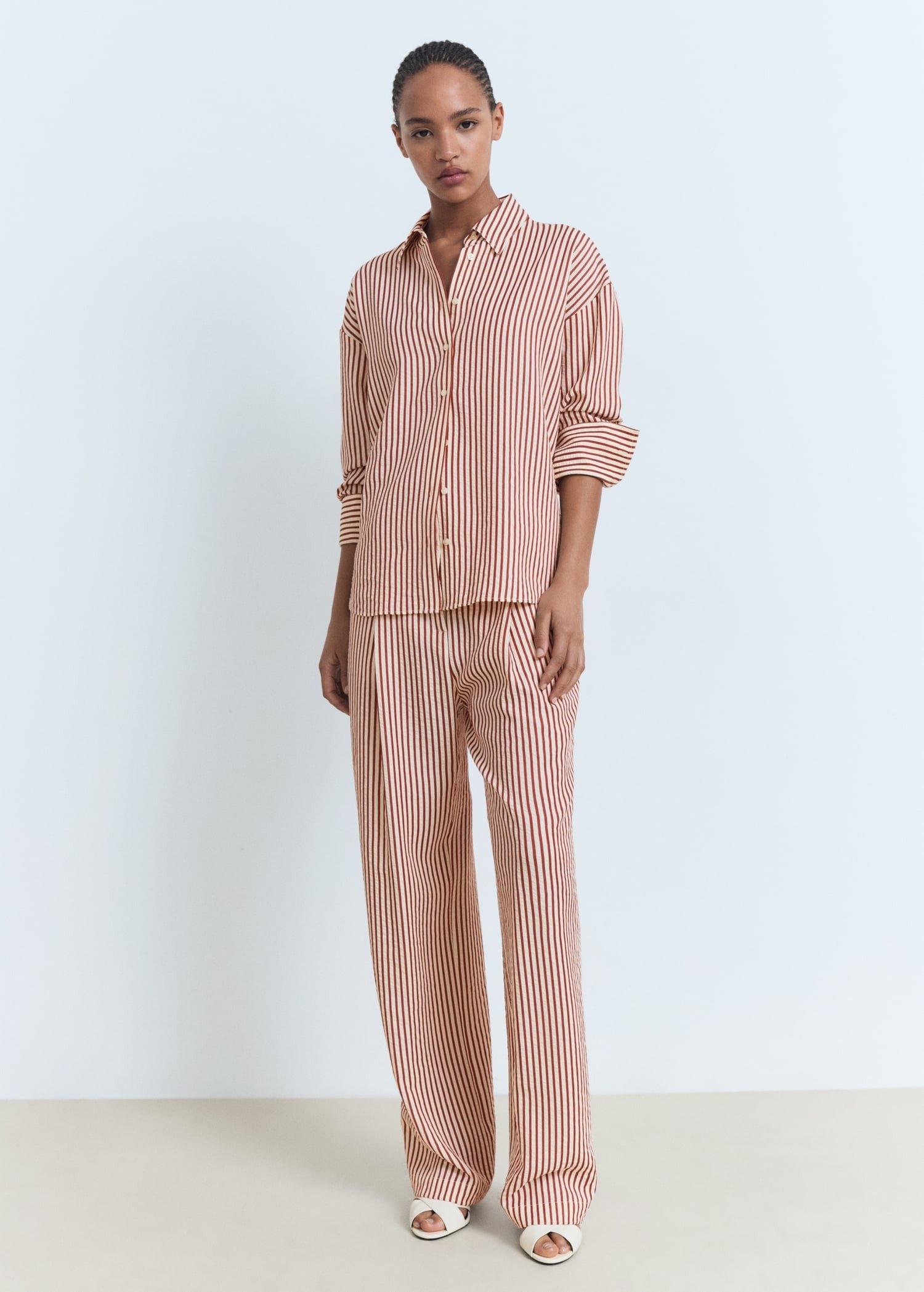 Orange Striped Straight Shirt, , large image number 2