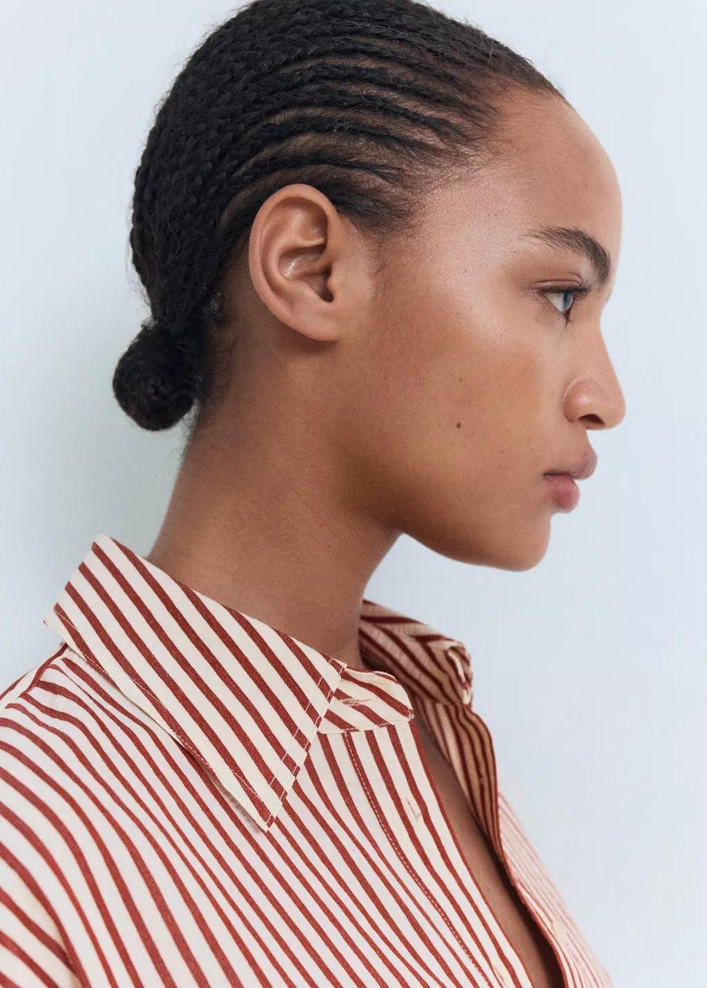 Orange Striped Straight Shirt, Medium Orange, large image number 3