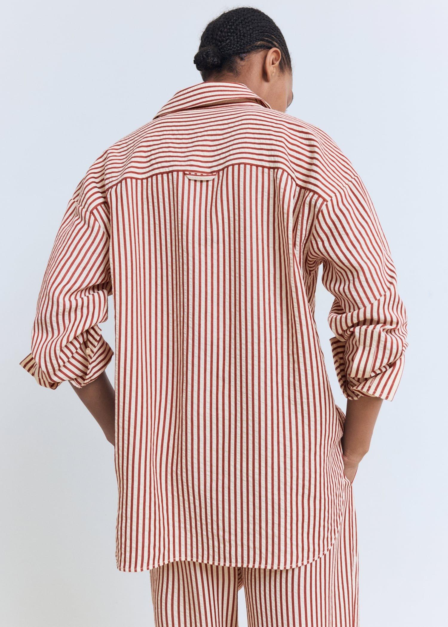 Orange Striped Straight Shirt, Medium Orange, large image number 4