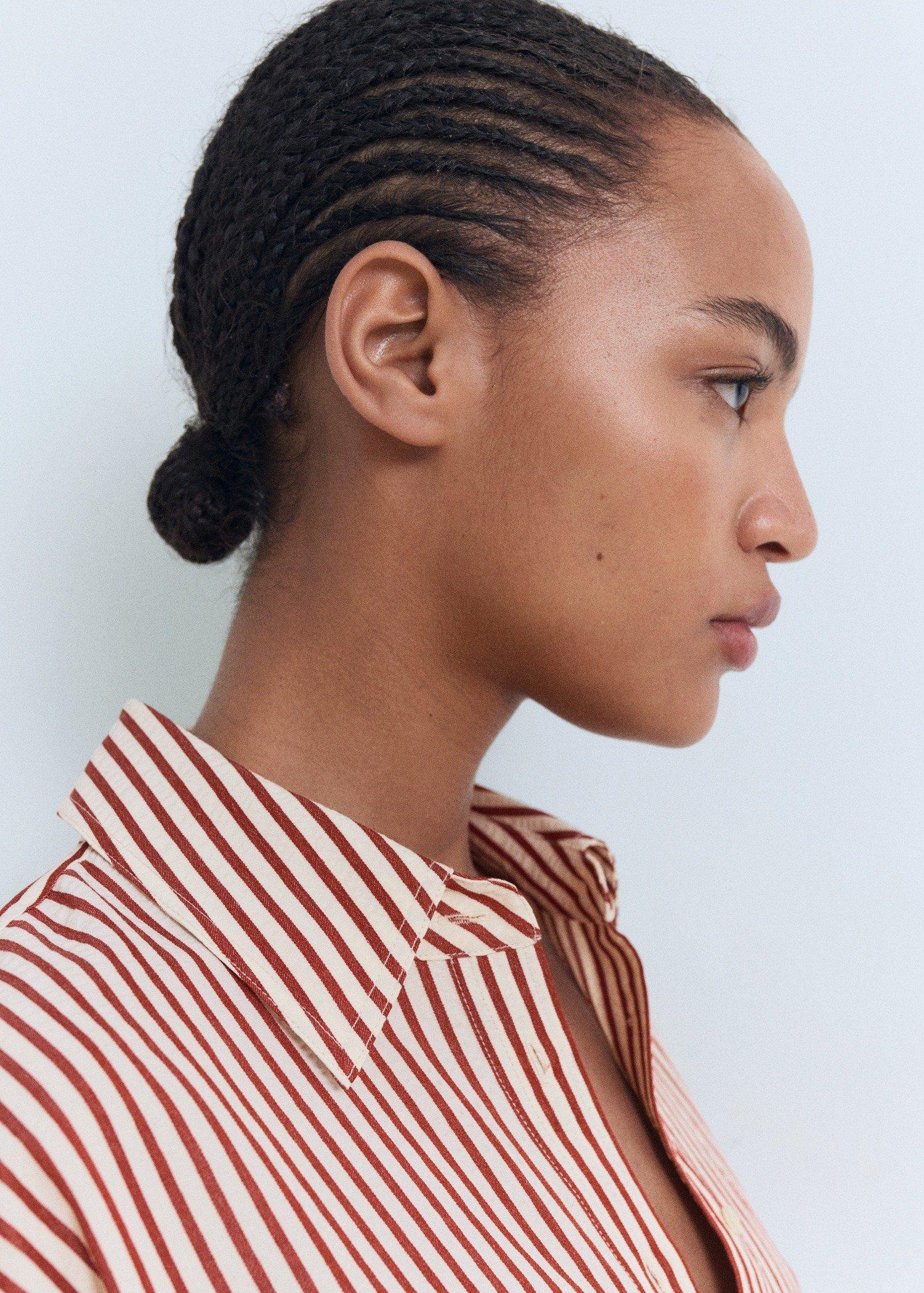 Orange Striped Straight Shirt, Medium Orange, large image number 6