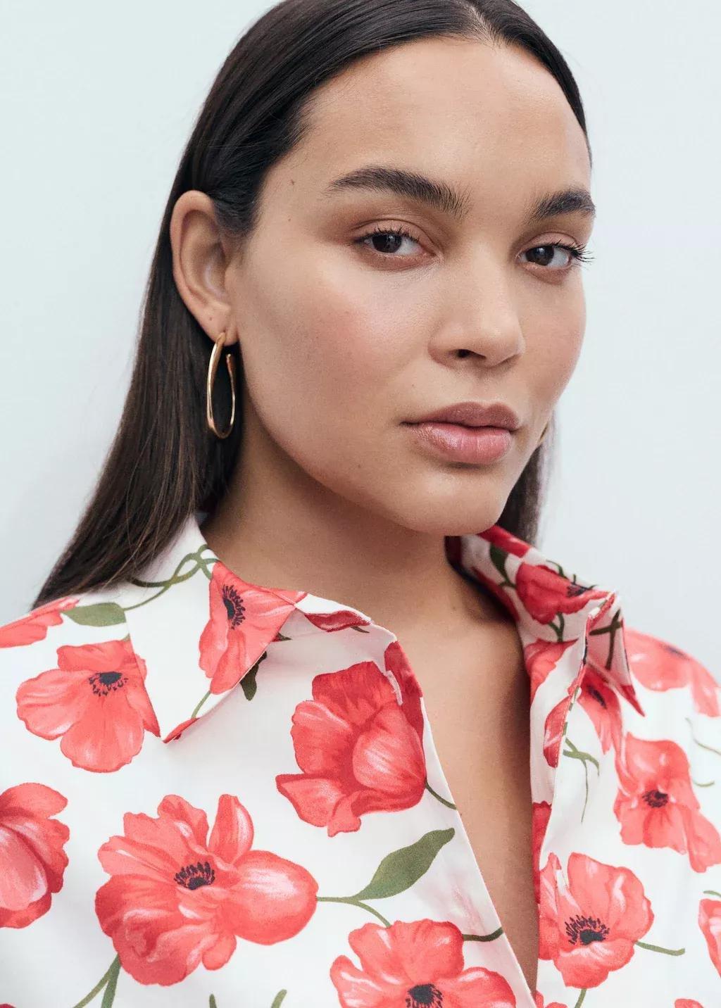 White Floral-Print Poplin Shirt, Natural White, large image number 5