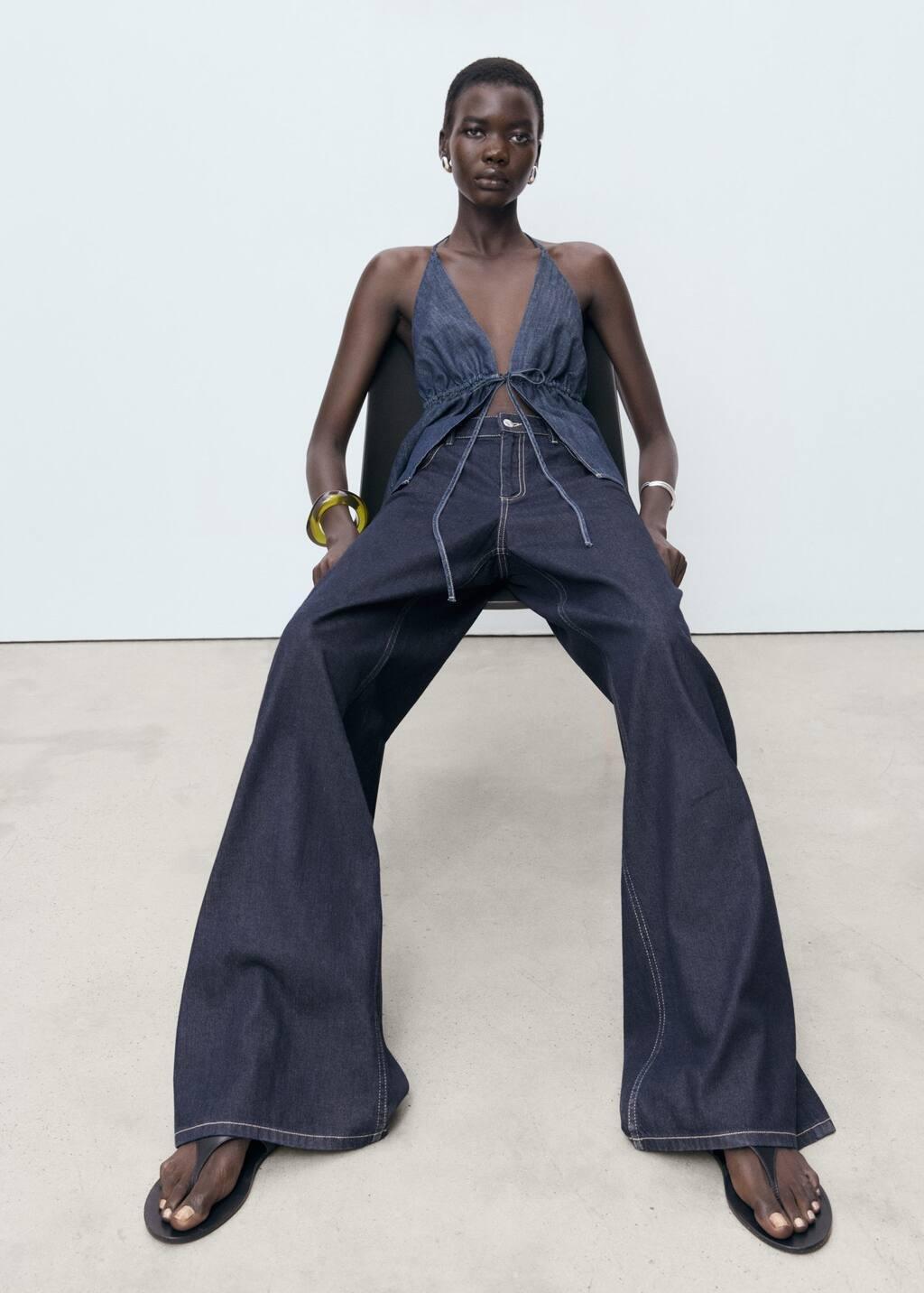 Blue Low Waist Wide leg Jeans, , large image number 3