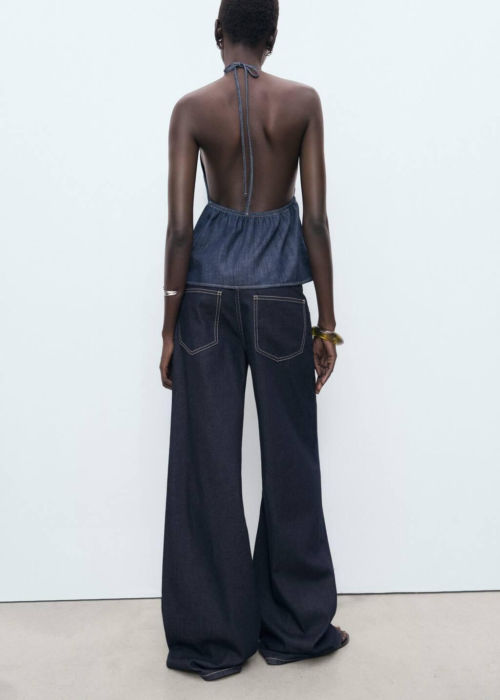 Blue Low Waist Wide leg Jeans, , large image number 6