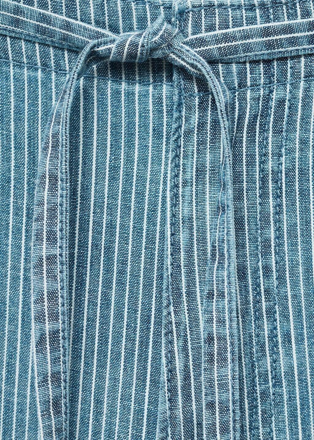 Blue Wide Leg Denim Trousers With Belt, , large image number 3