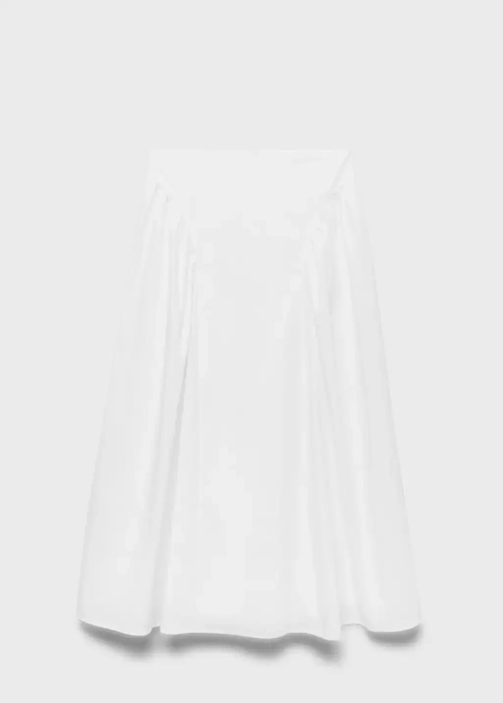 WHITE Midi cotton skirt with pleats, , large image number 0