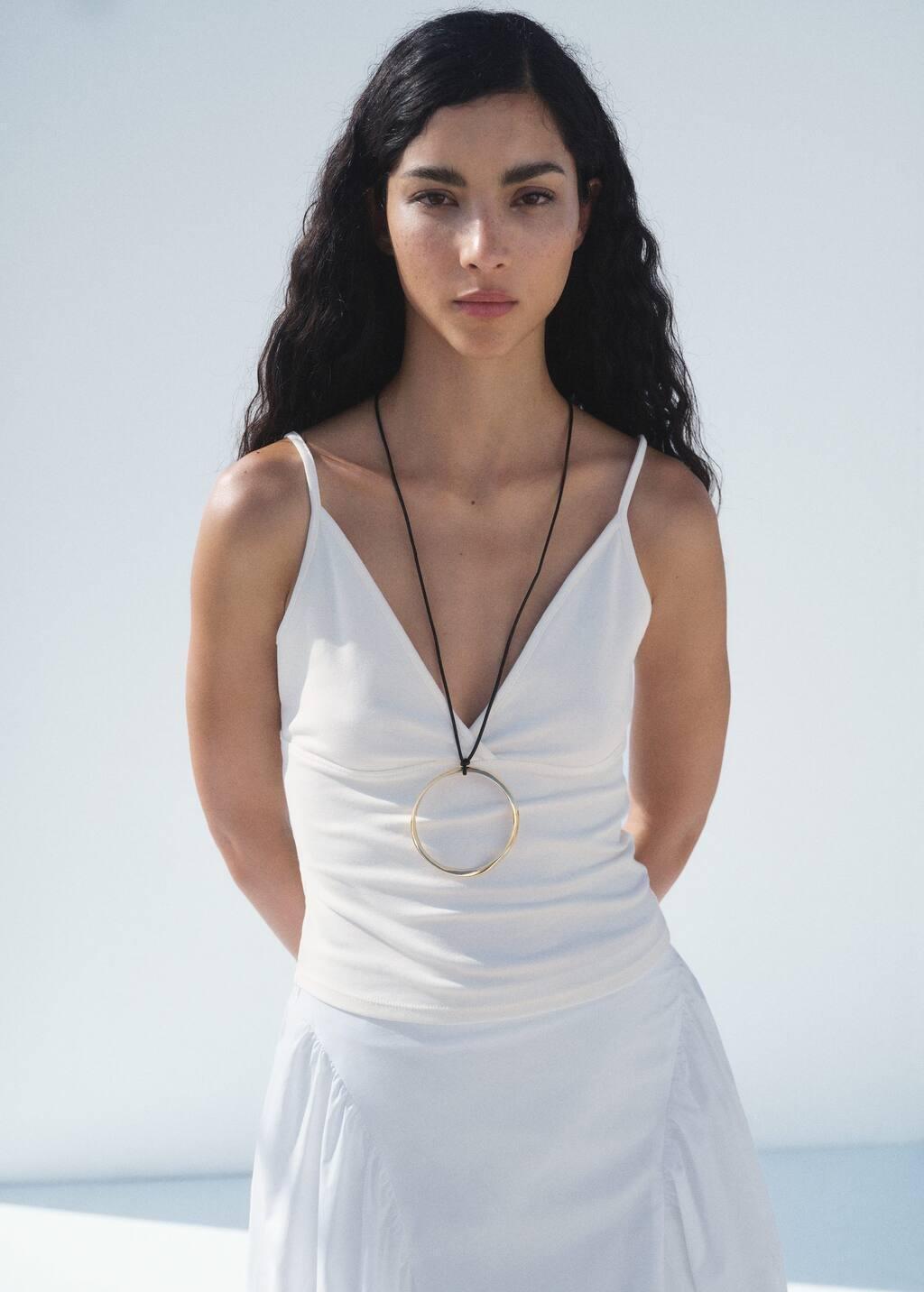 WHITE Midi cotton skirt with pleats, White, large image number 2