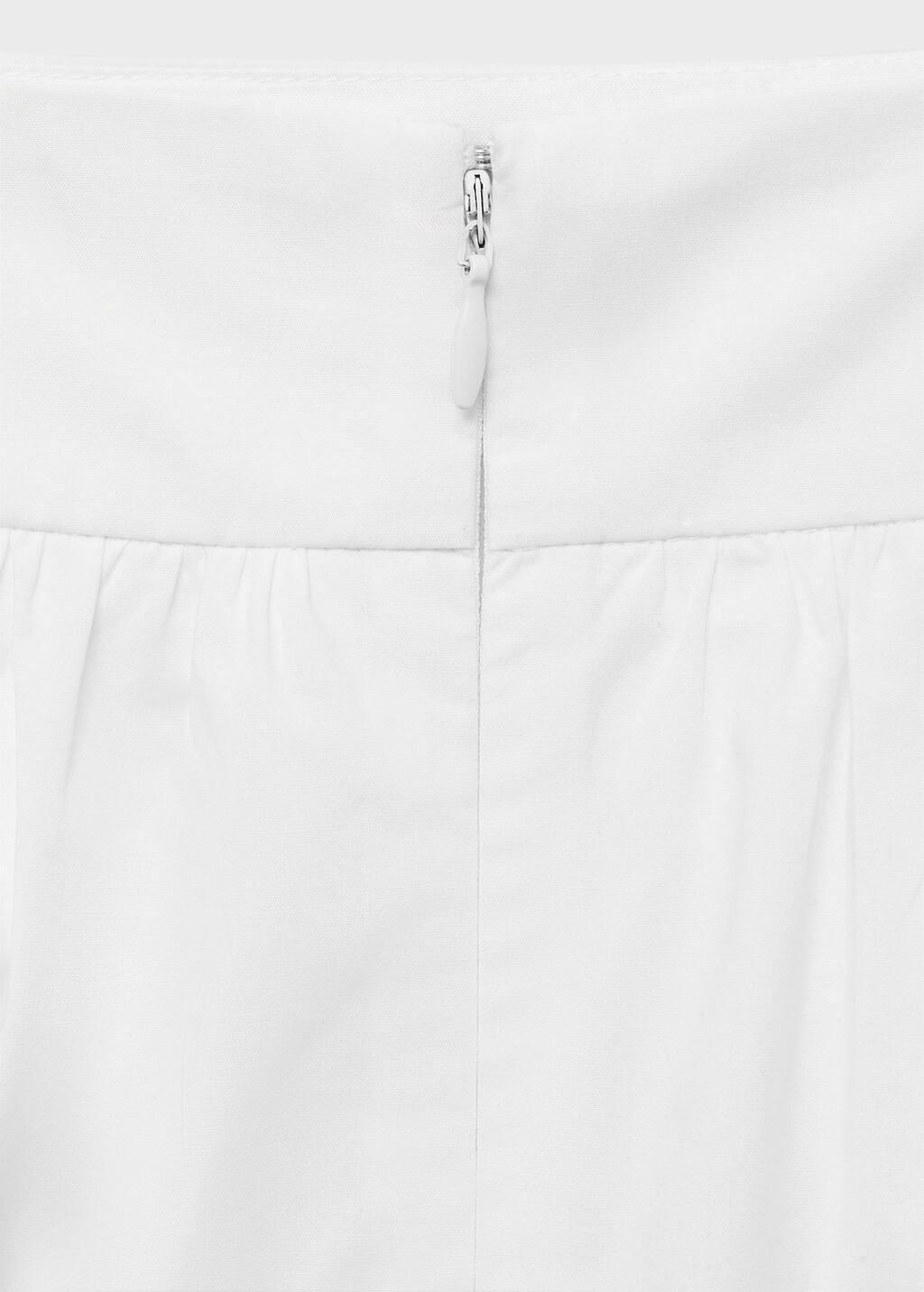 WHITE Midi cotton skirt with pleats, White, large image number 6