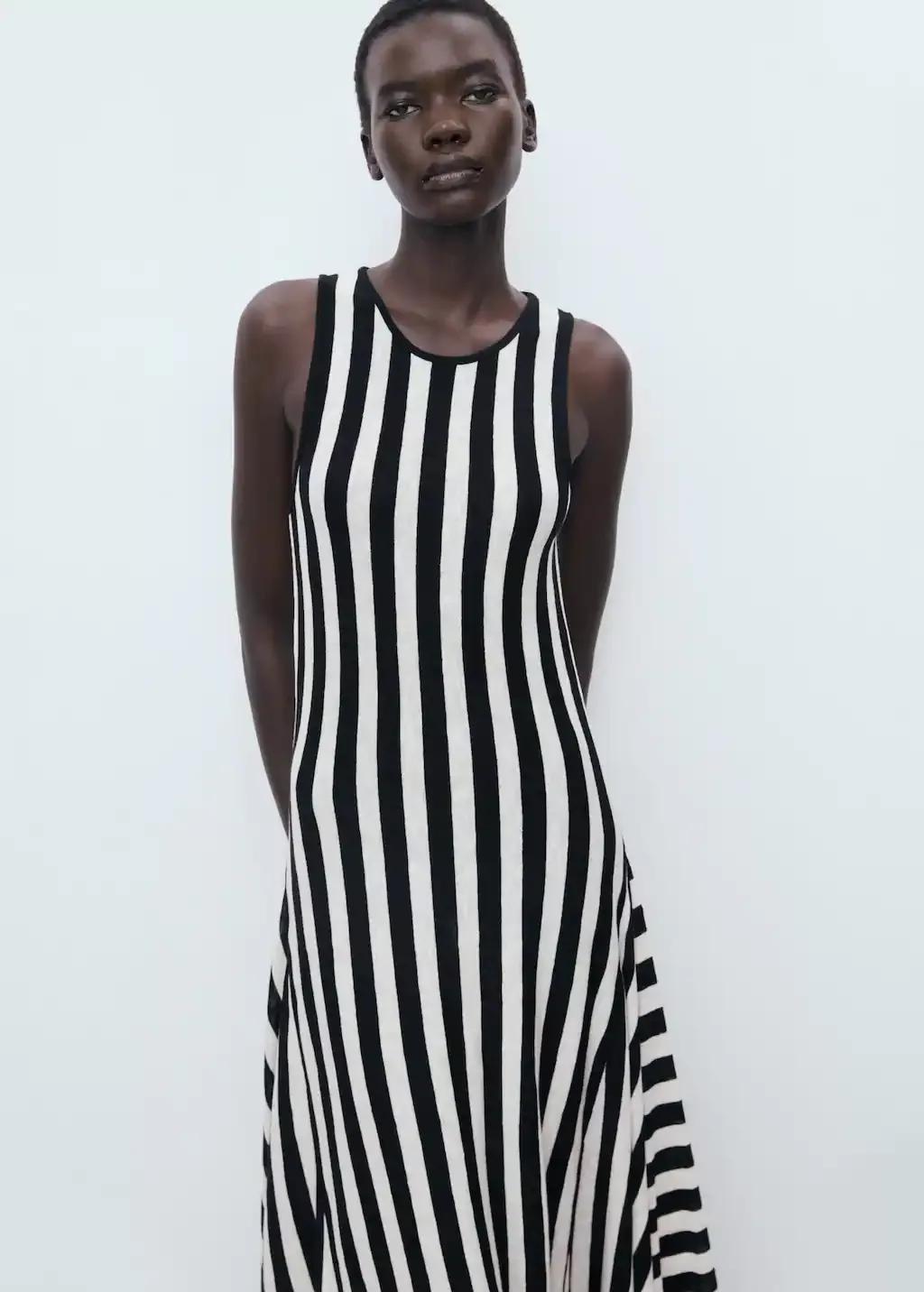 Black Asymmetrical Low-Knit Dress, 0201_99, large image number 0