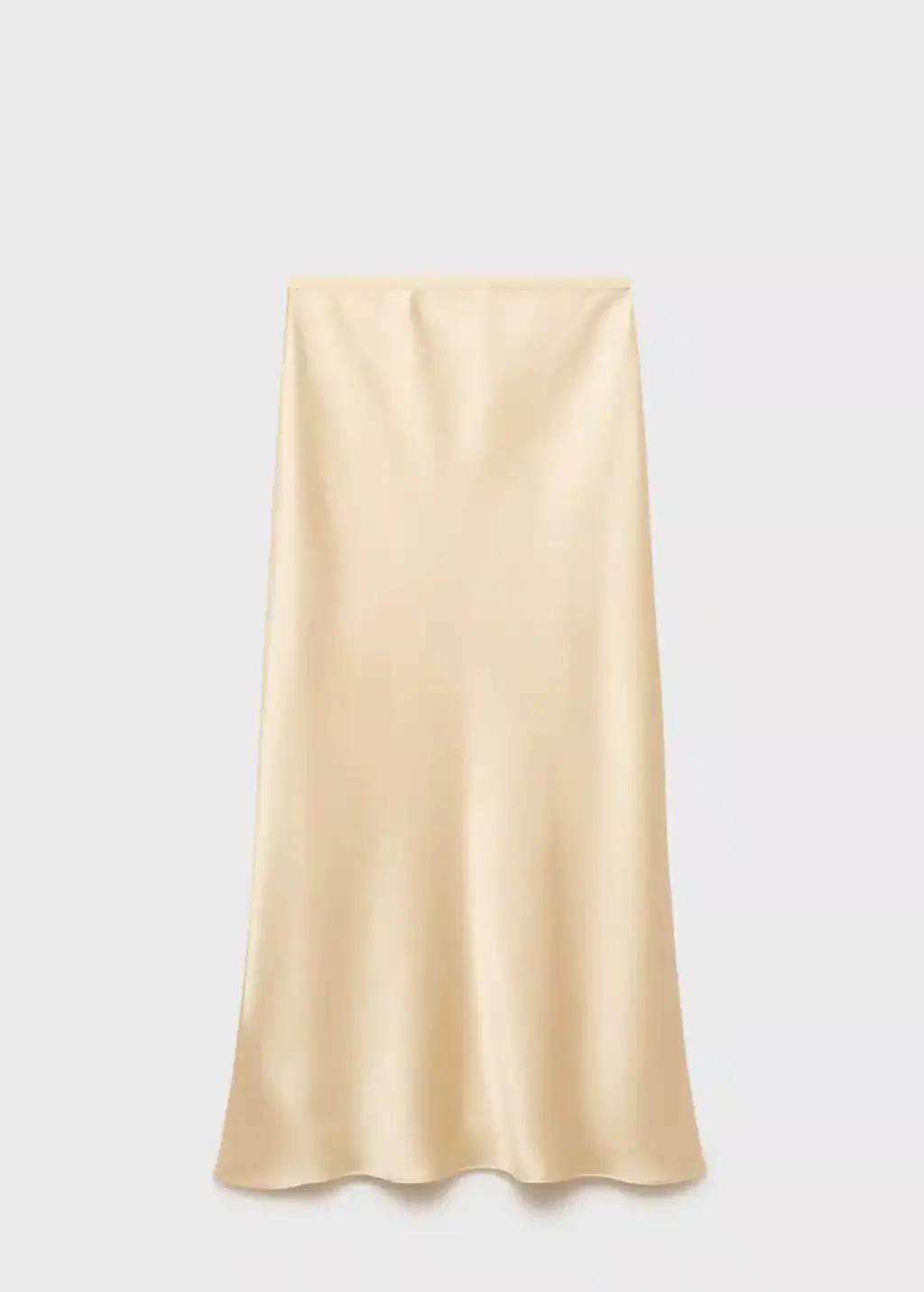 YELLOW Midi satin skirt, , large image number 0