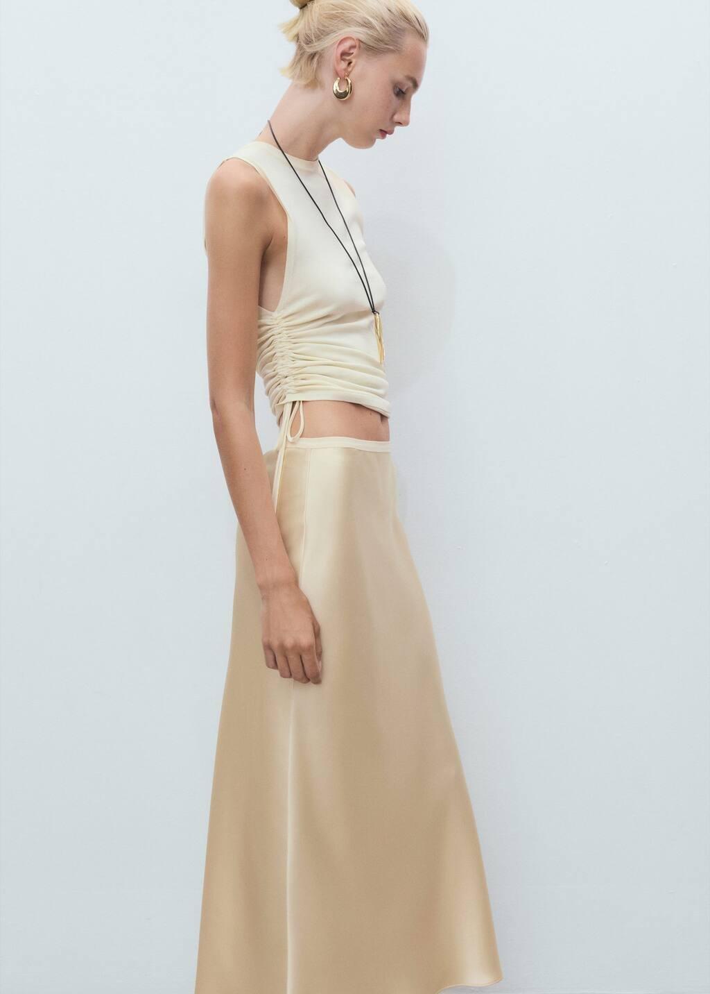 YELLOW Midi satin skirt, 0201_11, large image number 2