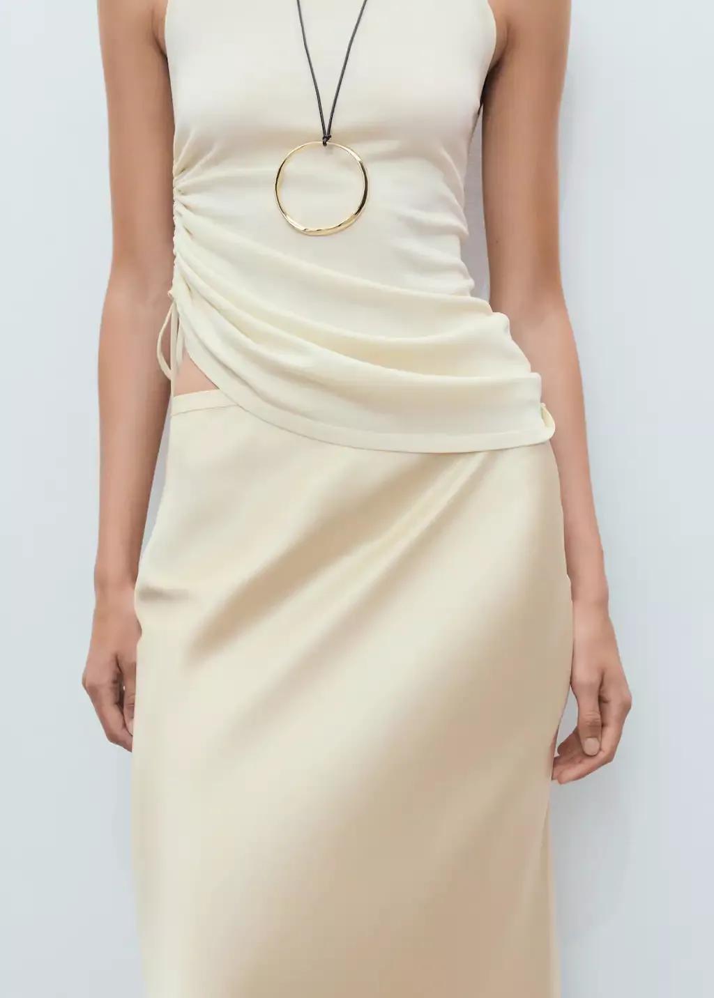 YELLOW Midi satin skirt, 0201_11, large image number 3