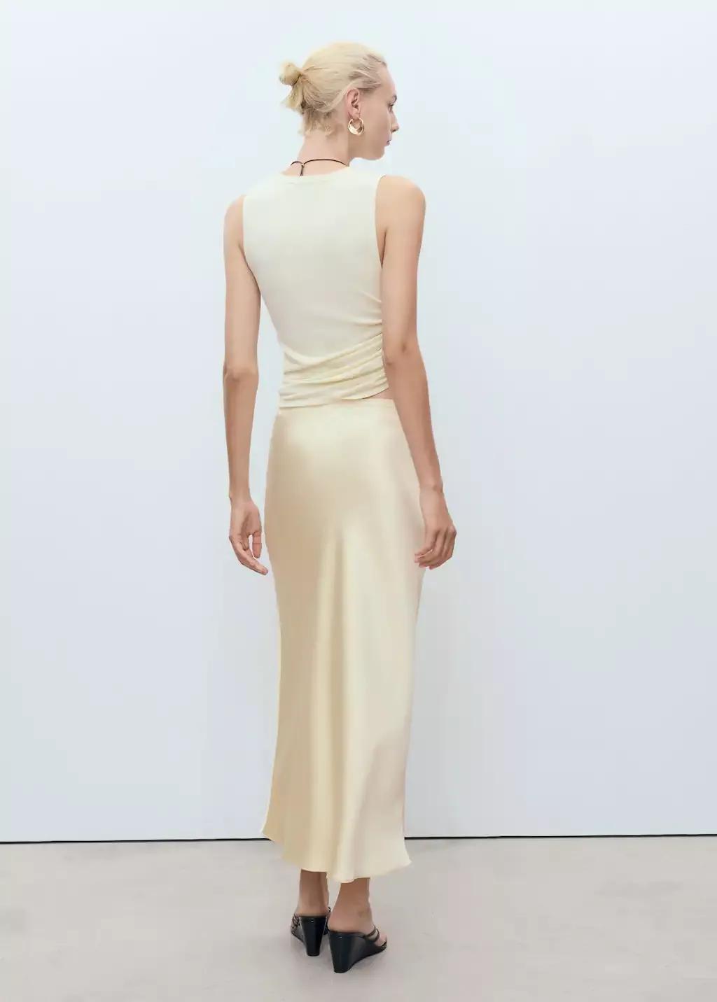 YELLOW Midi satin skirt, 0201_11, large image number 5