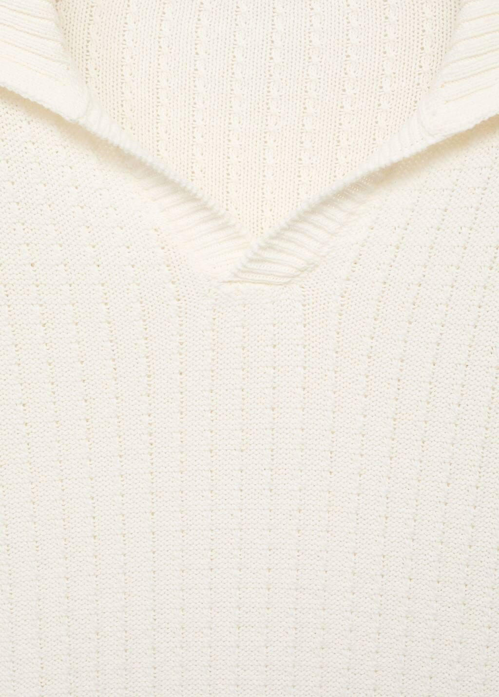 NATURAL WHITE 100% cotton knitted polo structure, Natural White, large image number 4