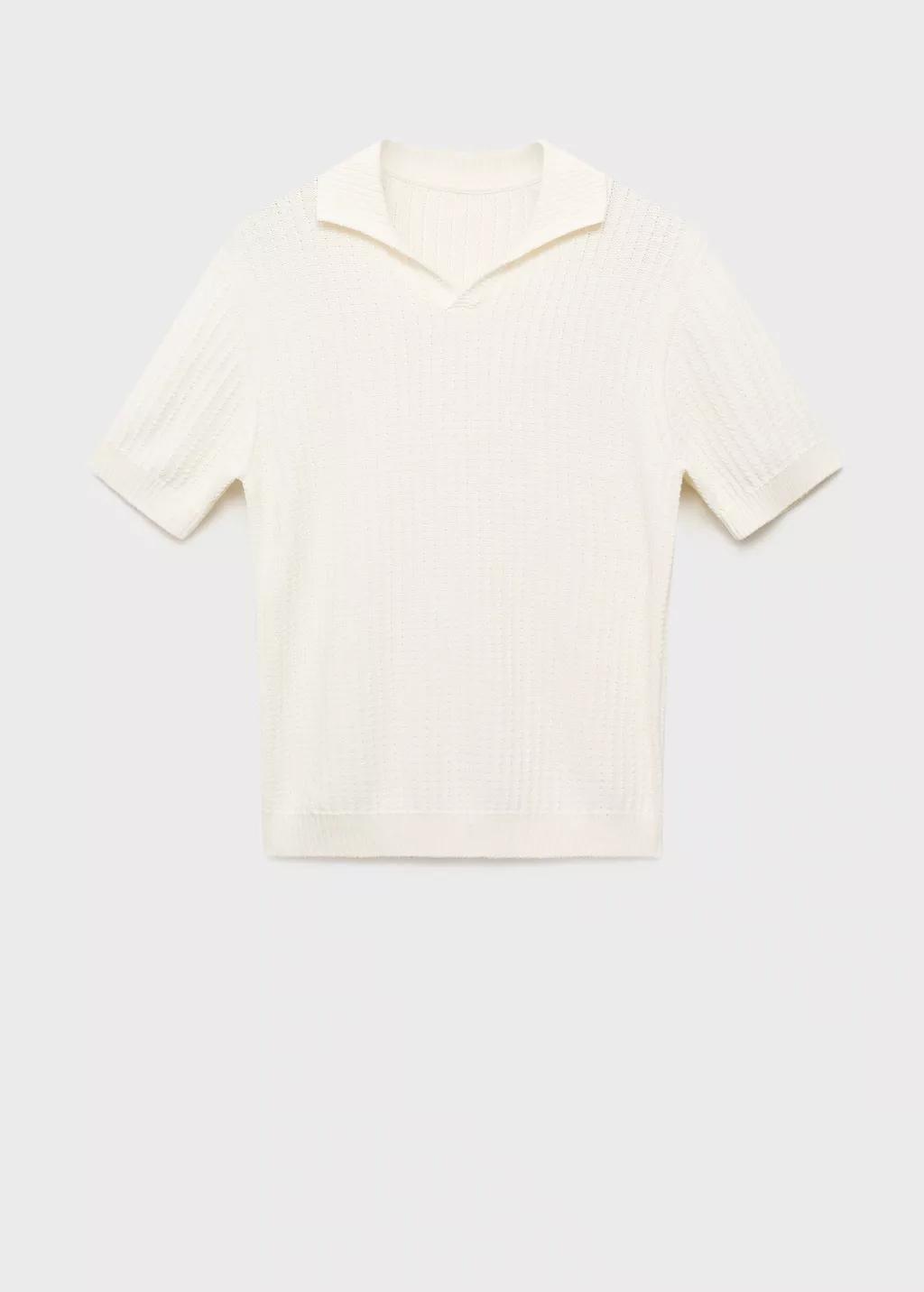NATURAL WHITE 100% cotton knitted polo structure, Natural White, large image number 6