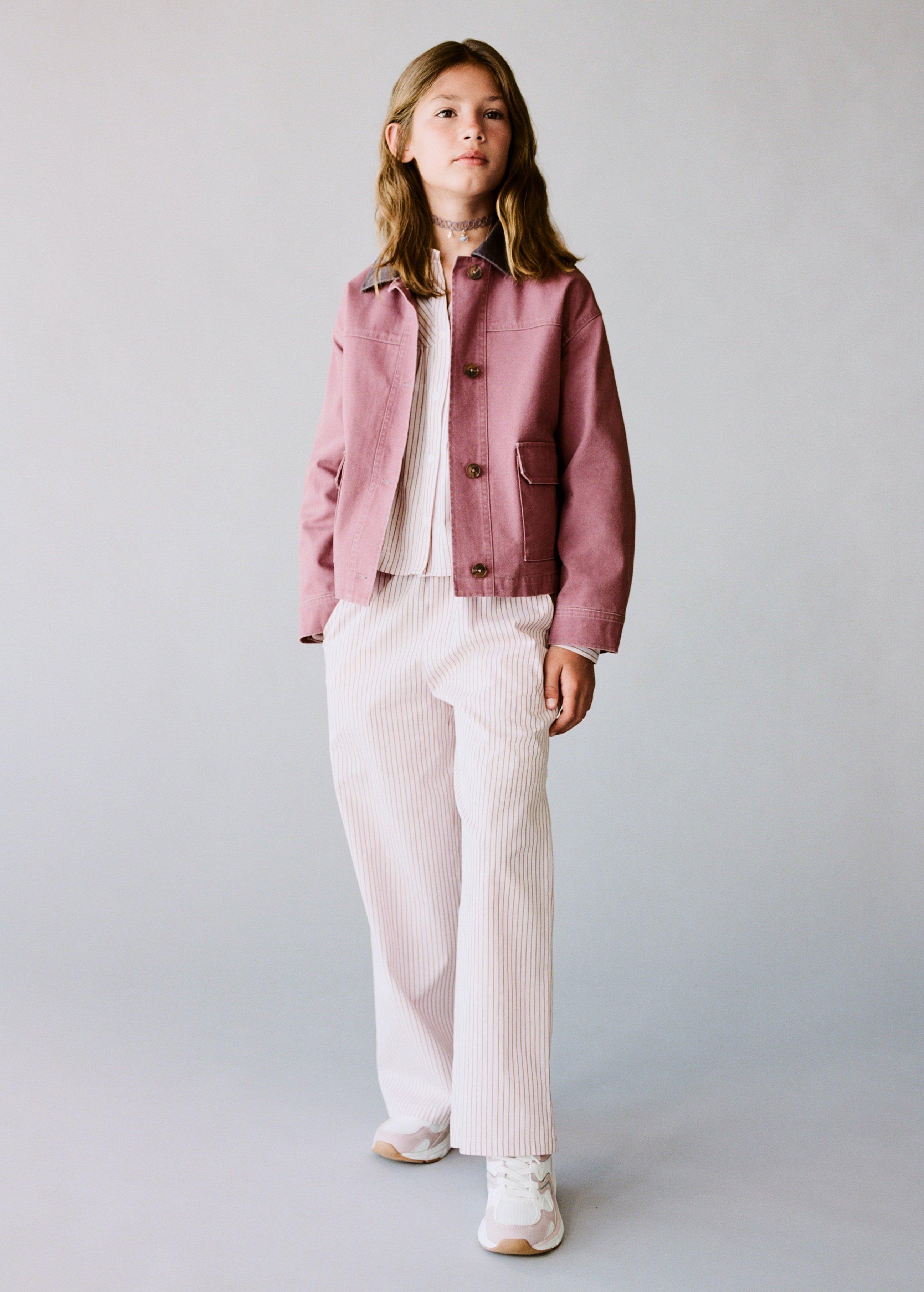 PINK Striped cotton trousers, Kids Girl, , large image number 0