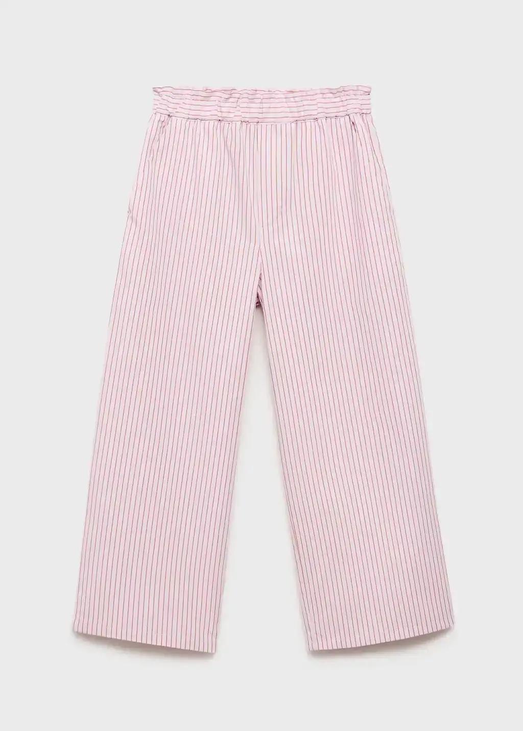 PINK Striped cotton trousers, Kids Girl, Pink, medium