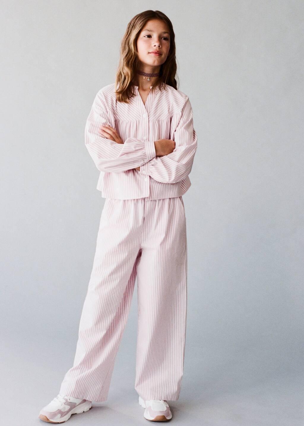 PINK Striped cotton trousers, Kids Girl, Pink, large image number 5