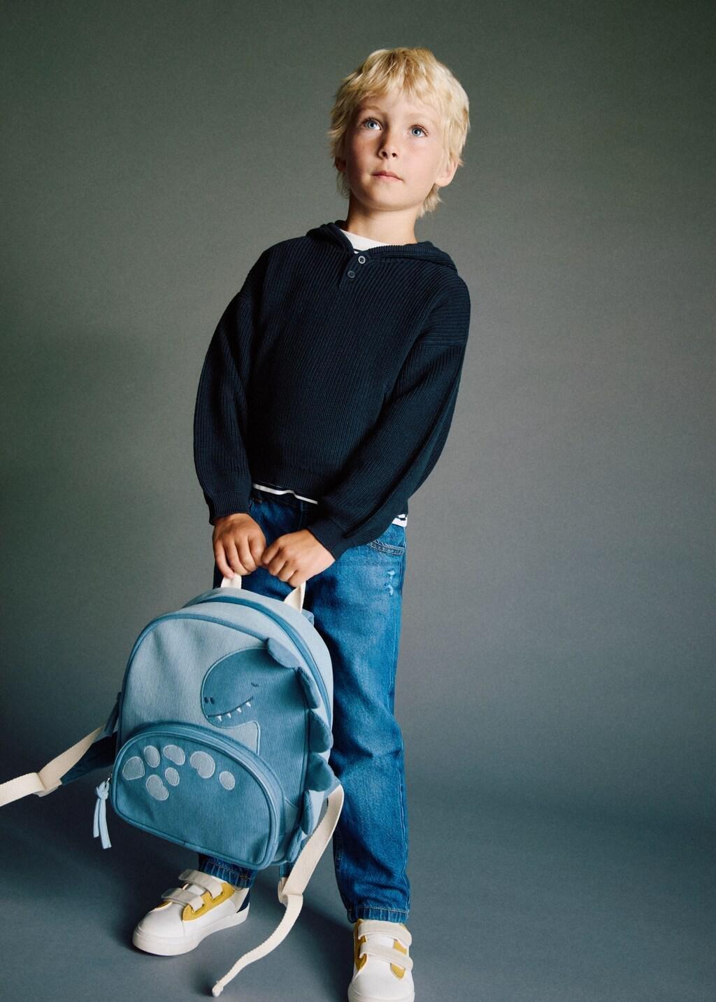 Blue Animal Print Backpack, Baby Boys, Light-Pastel Blue, large image number 0