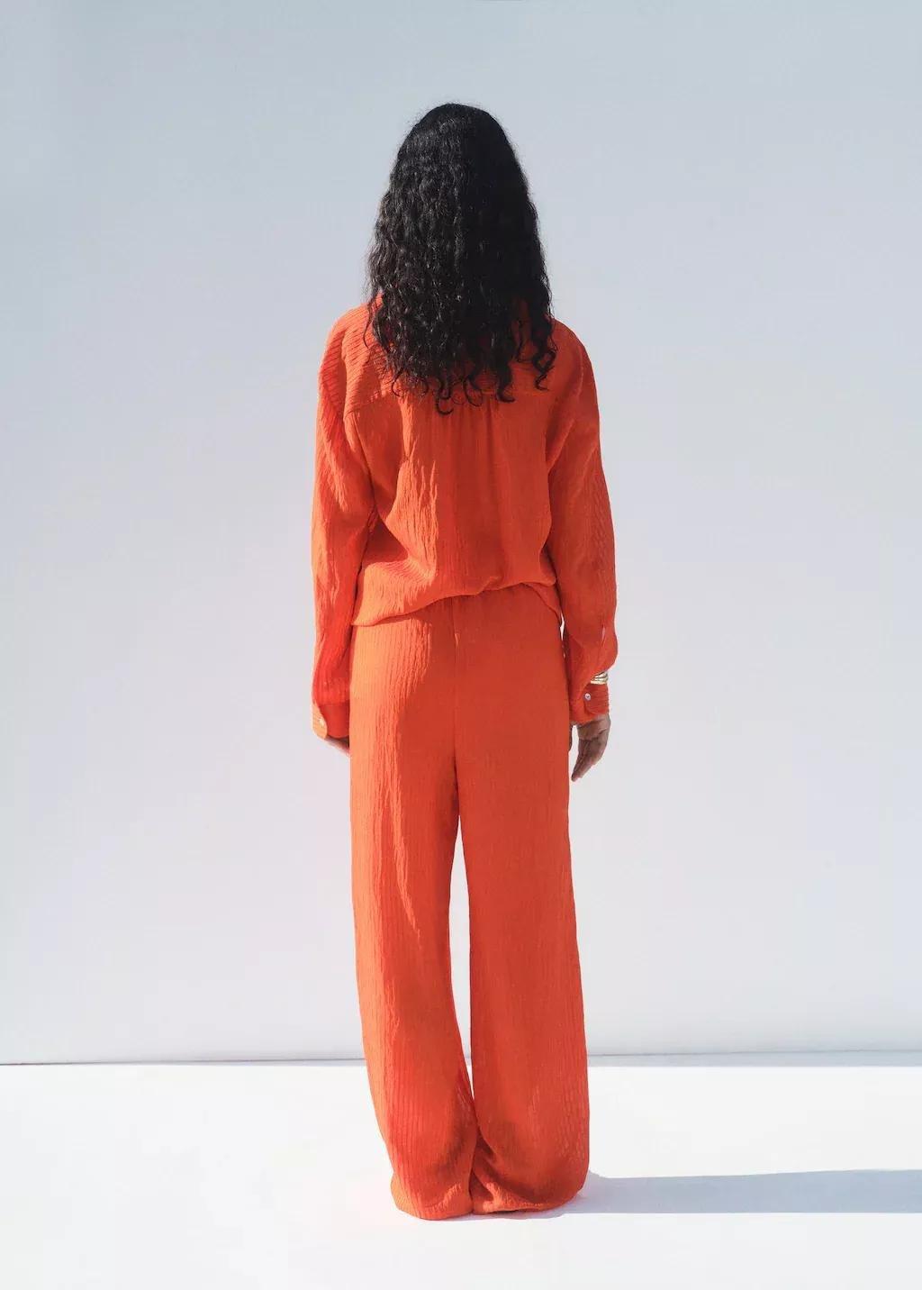 ORANGE Straight-leg crinkled-effect trousers, Orange, large image number 6