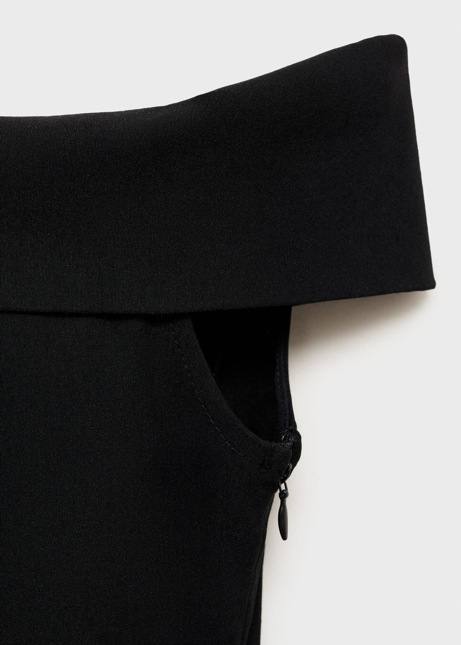 Black Strapless Dress With Bow Detail, , large image number 8