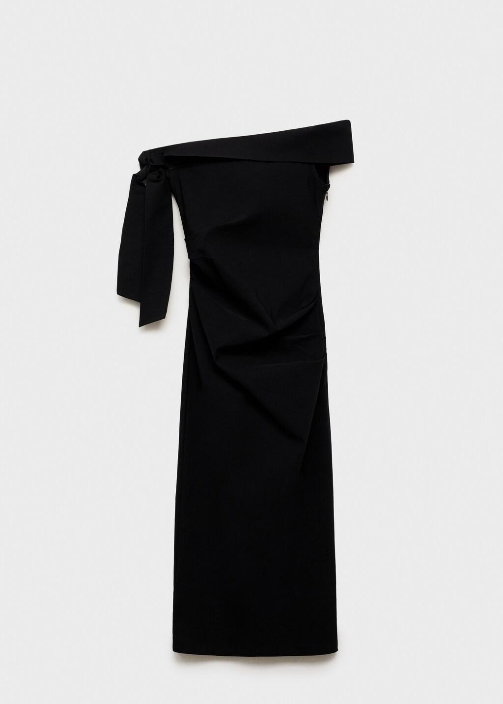 Black Strapless Dress With Bow Detail, , large image number 10