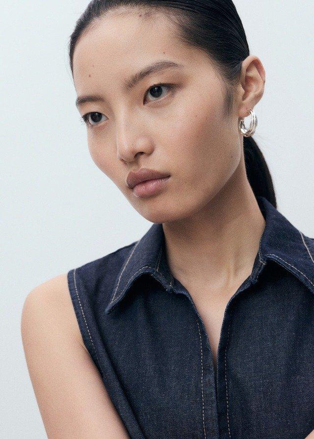 Blue Denim Top With Contrast Stitching, , large image number 5